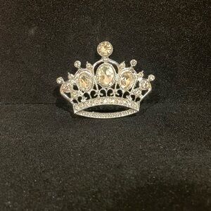 Elegant Silver Crown Brooch
